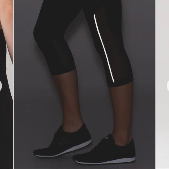 Lululemon | Black Gear Up Crop 17” Mesh Panel Workout Athleisure Leggings - Picture 16 of 16